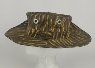 Vtg Military Gold Tiger Stripe Pattern Camo Tropical Bush Boonie Hat Unmarked 3