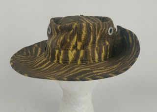 Vtg Military Gold Tiger Stripe Pattern Camo Tropical Bush Boonie Hat Unmarked 4