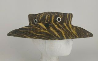Vtg Military Gold Tiger Stripe Pattern Camo Tropical Bush Boonie Hat Unmarked 5