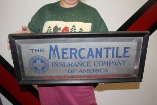 Vintage C1930 Mercantile Car Insurance Company Of America Gas Oil 26 " Metal Sign