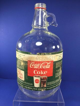 Vintage,  1 - Gallon Coca Cola Coke Syrup Glass Jug Bottle,  W/o Cap,  1960’s