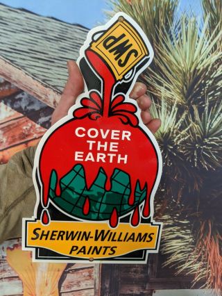 Old Vintage Sherwin Williams Paint Porcelain Heavy Advertising Sign Home Paints