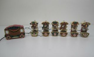Vtg Mr Christmas Holiday Carousel Decoration Musical Lighted 6 Animated Horses