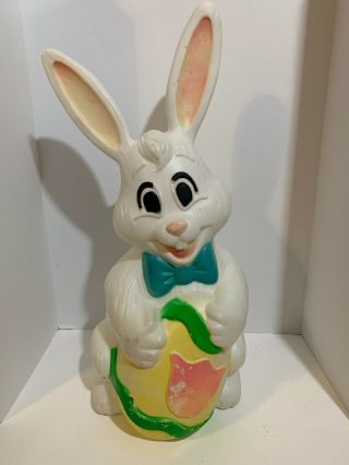 Vintage Blow Mold Easter Bunny With Egg 27” Decor Vintage Rabbit