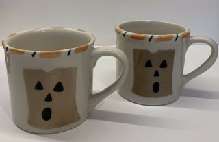 Two Hartstone Halloween Starbucks Barista Mugs Hand Painted Jack O Lanterns