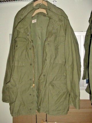 M - 65 Field Jacket Coat W/hood Us Army Vietnam War Og 107 Small Long