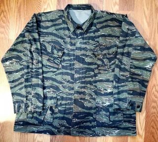 Vintage Us Army Vietnam Era Type Tigerstripe Camouflage Bdu Shirt See Descripton