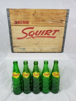 Vtg Drink Squirt Soda Pop Wood Crate Box Carrier Detroit W 5 60 