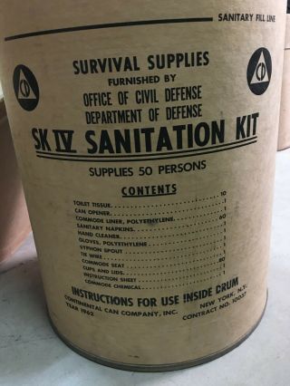 1962 Cold War Civil Defense Sk Iv Sanitation Kit \ Fallout Shelter Survival Kit