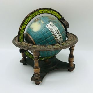 Vintage Jim Beam Decanter World Globe Zodiac Rim Empty Rotates Footed