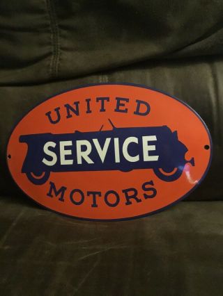 Vintage United Motors Service Porcelain Sign Gas Oil Metal Station Gasoline
