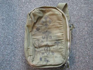 Vietnam War Era Us Army Combat Medics Bag With Graffiti To 571st Med Det