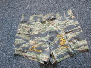 Vietnam War Usmc Tiger Camo Shorts Id’ed To Veteran Art Peterson,  K 3/9 Usmc
