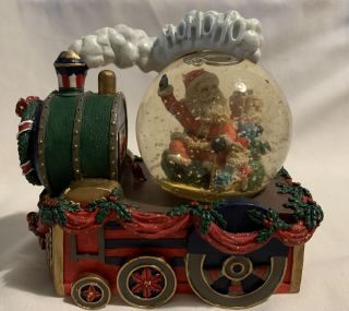 Santa’s Express Christmas Train Snow Globe Santa & Elves Holiday Light Up& Sings