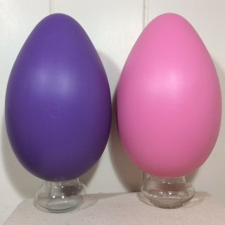 Vintage Large Jumbo Giant Blow Mold 2 Pc Easter Eggs Outdoor Indoor Yard Decor