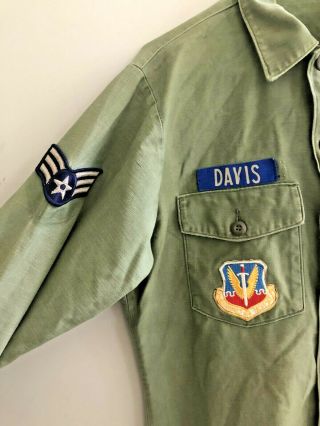 Vintage USAF US Air Force Utility Combat Field Shirt M Patch Last Name Davis 2
