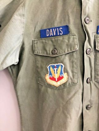 Vintage USAF US Air Force Utility Combat Field Shirt M Patch Last Name Davis 3