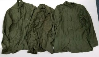 3 Us Army Vietnam War Og - 107 Cotton Sateen Shirts Size 15 1/2 X 33 1968