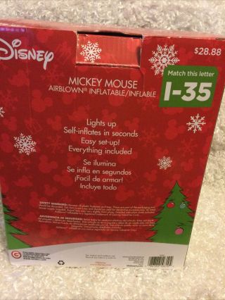 Disney Airblown Inflatable 5 Ft Mickey Mouse Holding a Christmas Present LED 3