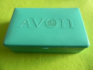Vintage Avon Turquoise Blue Plastic Samples Case Box 26 Miniature Lipsticks