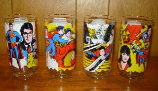 Set Of 4 Vintage 1978 Pepsi “superman The Movie” Drinking Glasses Dc Comics