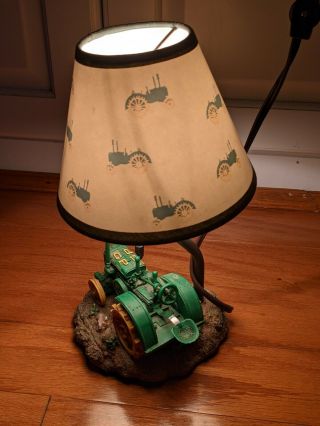 Vintage John Deere Green Tractor 11 " Table Lamp Night Light Jd 1999