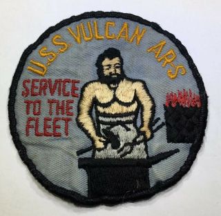 Uss Vulcan Ar - 5 1970s Us Navy Ship Embroidered Patch 3 3/4” Naval History