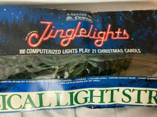 Vintage Mr Christmas Jinglelights Musical Light String 100 Lights,  21 Songs
