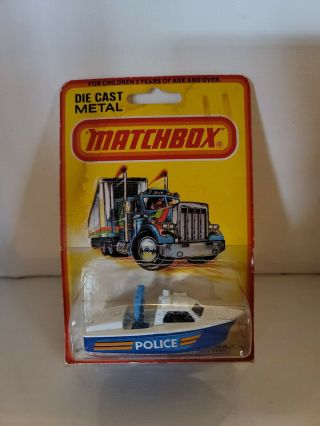 1980 Lesney Matchbox No.  52 Police Launch Boat On Card