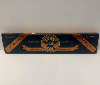 Vintage Advertising Tin Star Moly Hack Saw Blades Box Made In Usa Tin Only 1937