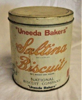Vintage Uneeda Bakers National Biscuit Company Nabisco Saltina Tin