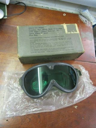 1974 Nos U.  S.  Military Sun Wind & Dust Goggles Vintage Class 1