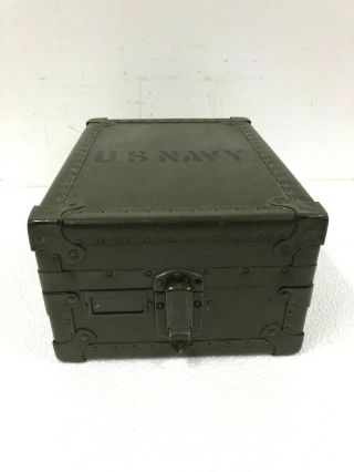 Vintage Military Storage Case Green Foot Locker Wood Box Us Navy Personal Field