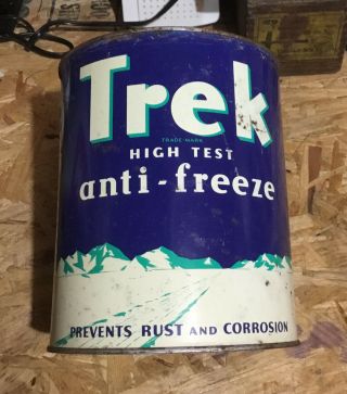 Vintage 1939 Trek Anti Freeze Can Empty 1 Gallon Vintage Anti - Freeze Antifreeze