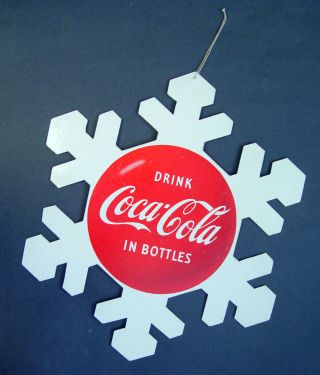 Snowflake Design Die - Cut Cardboard Drink Coca Cola In Bottles Advertising Sign