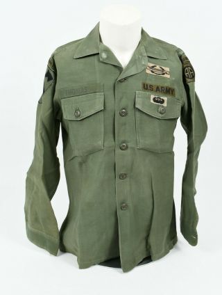 Vietnam War Us Army 1st Cav & 82nd Airborne Og107 Cotton Sateen Utility Shirt