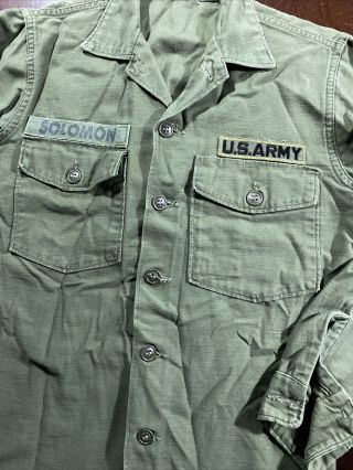 Us Army Men Sateen Og - 107 Button Shirt Utility Vietnam War 15 1/2x33