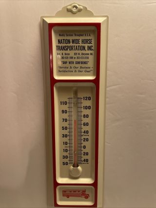 Vintage Nation Wide Horse Transportation Metal Advertising Thermometer