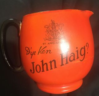 John Haig Old Scotch Whisky Water Pitcher Pub Jug Rare 1920 