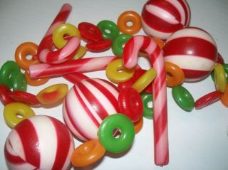 Vtg Plastic Blow Mold Christmas Lifesaver Peppermint Candy Garland 42 " Long