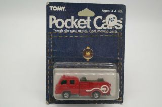 Vintage Tomica Pocket Cars Condor Chemical Fire Engine Red 1986 Tomy No.  22 1:90