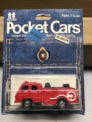 Vintage Tomica Pocket Cars Condor Chemical Fire Engine Red 1986 Tomy No.  22