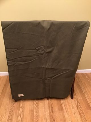 Vintage 100 Wool Army Blanket Olive Green Shade 118 66 X 84 W/ Rock River Tag