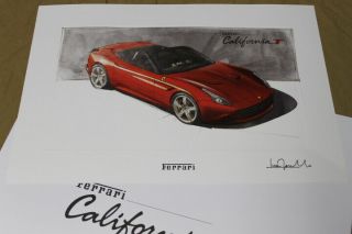 Ferrari California T Lithograph - Design Sketch Brochure Gtc Lusso