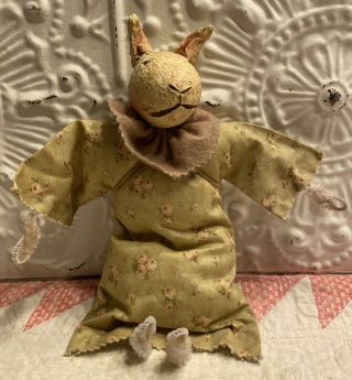 Vintage Handmade Easter Bunny Rabbit Doll Paper Mache Head Cloth Body