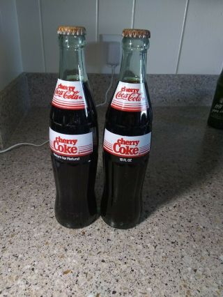 Rare Pair Cherry Coca Cola Coke Bottle 10 Oz.  From Mississippi