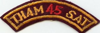 Vn Made Arvn 45th Infantry Regiment Recon Tham Sat Tab / Patch
