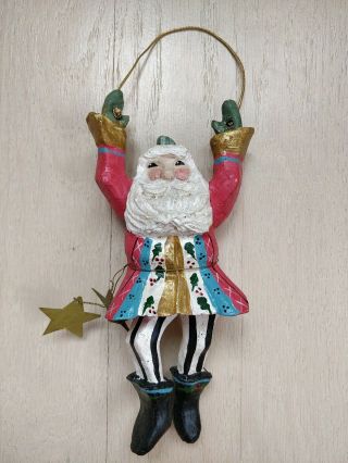 Rare 1993 House Of Hatten Santa Elf Hanging With Stars Christmas Ornament Calla