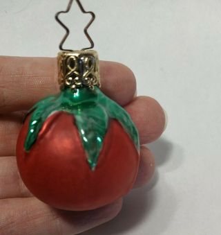 Inge Glas West Germany Blown Glass Hand Painted Vtg Tomato Christmas Ornament