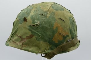 Us Vietnam Era M1 Helmet With Mitchell Cover